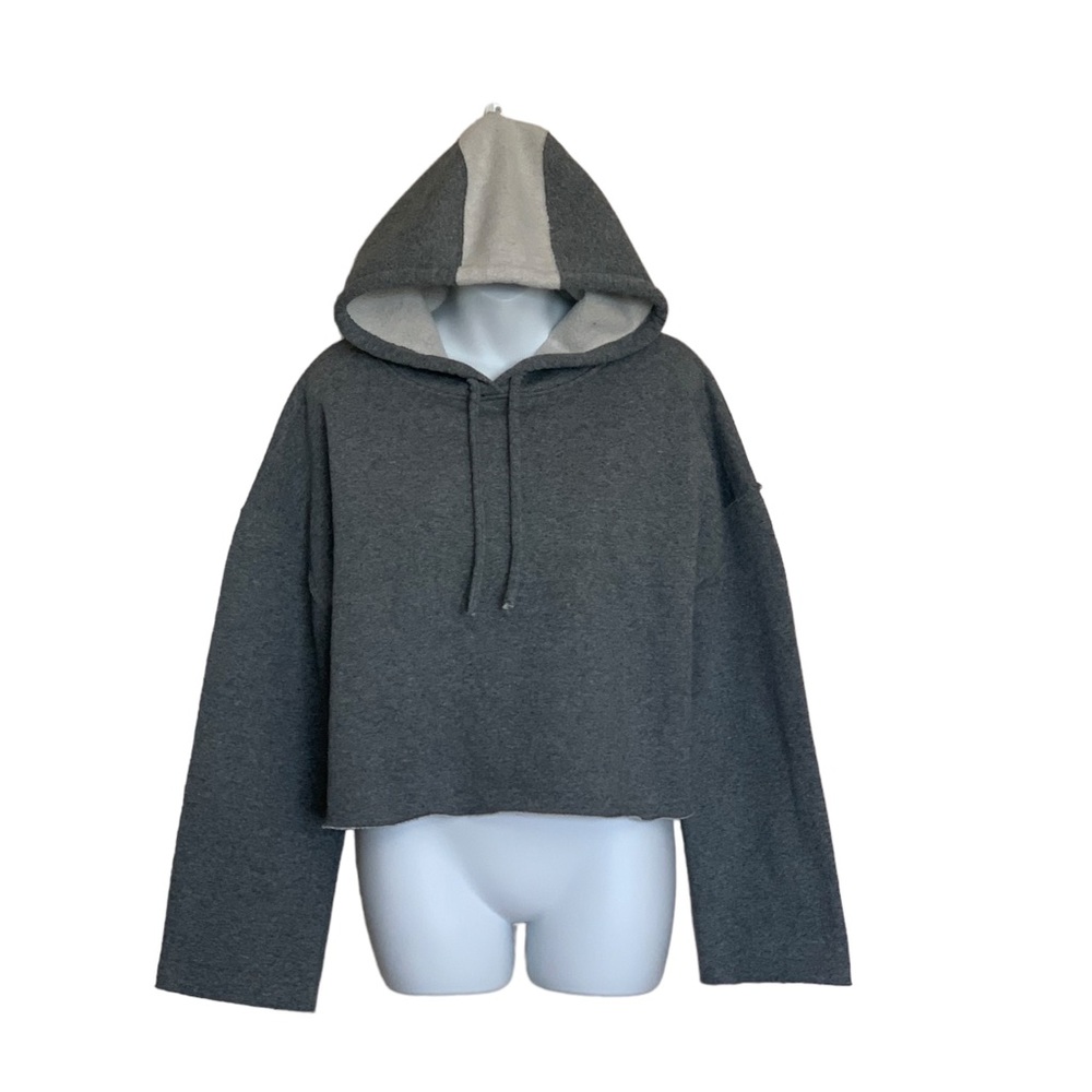 ALALA Cropped Oversized Wide Sleeve Raw Hem Workout Hoodie Sz S